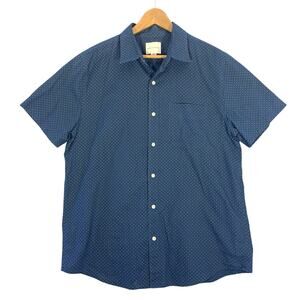 American Eagle Outfitters Men’s Size L Navy/ White Short Sleeve Button Up Shirt